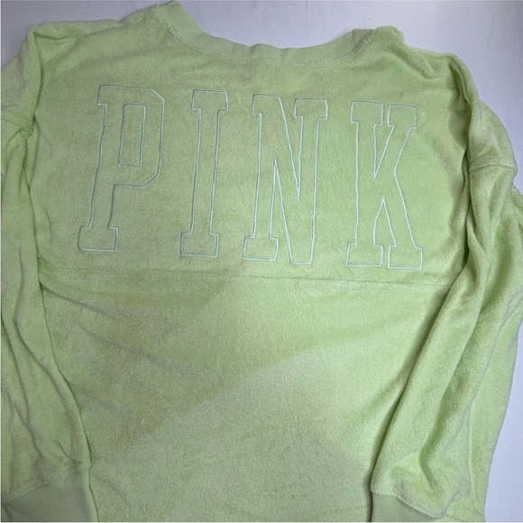 VICTORIA'S SECRET PINK TERRY VARSITY BEACH OVERSIZE TOP SHIRT XS SWEATSHIRT NWT - Picture 7 of 14